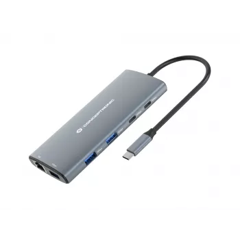 Conceptronic DONN06G Docking station USB 3.2 Gen 1 de 10 en 1, HDMI, 100 W USB PD, USB-C 5 Gbit/s x 2, USB-A 5 Gbit/s x 3, SD, TF/MicroSD, GbE
