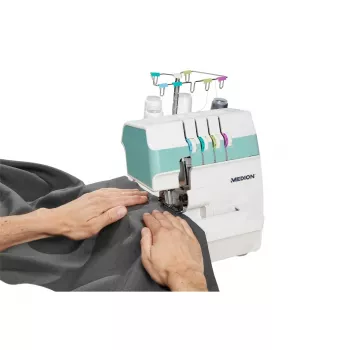 Máquina de coser overlock MEDION MD 19169 — eléctrica, 60 W, ojales de 4 pasos, brazo libre, mando giratorio