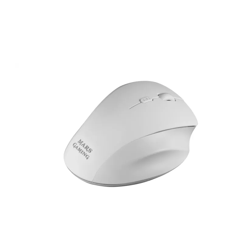 Mars Gaming MMWERGO Ratón inalámbrico Ergonómico Blanco, Diestro, Mecánico, RF Wireless, 3200 DPI, Blanco