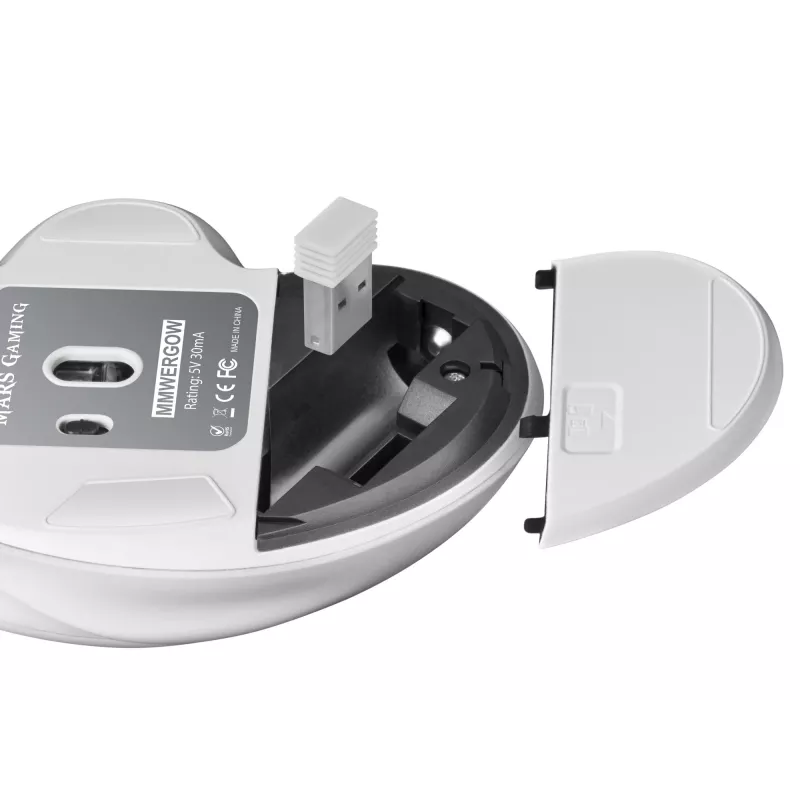 Mars Gaming MMWERGO Ratón inalámbrico Ergonómico Blanco, Diestro, Mecánico, RF Wireless, 3200 DPI, Blanco