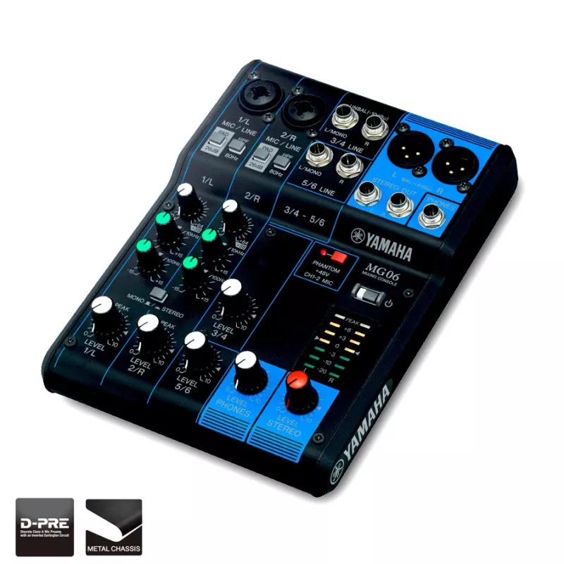 Yamaha MG06 Mesa de mezclas de audio 6 canales Negro