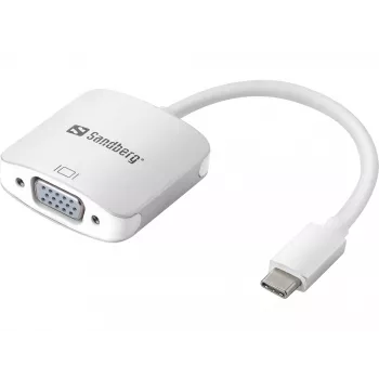 Sandberg USB-C a VGA Link, USB Type-C, VGA (D-Sub), Conector macho, Conector hembra, 1920 x 1080 (HD 1080), 2048 x 1152, 1080p
