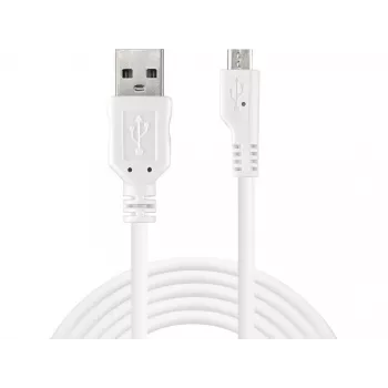 Sandberg Cable de sincronización/carga MicroUSB 3 m, 3 m, USB A, Micro-USB B, USB 2.0, Conector macho/Conector macho, Blanco