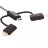 Sandberg 3en1 Lightning+MicroUSB+USB-C 1m, 1 m, Micro-USB A, USB A, Conector macho/Conector macho, Negro, Gris