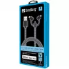 Sandberg 3en1 Lightning+MicroUSB+USB-C 1m, 1 m, Micro-USB A, USB A, Conector macho/Conector macho, Negro, Gris