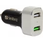 Sandberg Cargador para coche 1xQC 3.0+1xUSB2.4A, Coche, Mechero, 12 V, Aluminio, Negro
