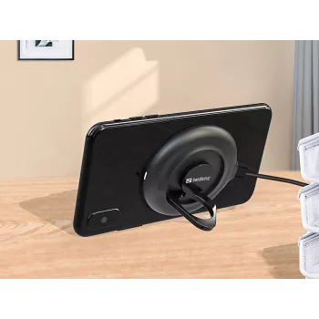 Sandberg Cargador inalámbrico Suction Ring, Interior, Exterior, USB, Carga inalámbrica, PowerIQ, Negro