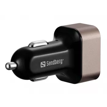 Sandberg Cargador de coche 1xQC3.0+1xUSBC 24W, Coche, Mechero, 12 V, Negro, Gris