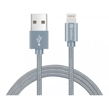 Sandberg Excellence Lightning Gris 1m, 1 m, Lightning, USB A, Gris, Recto, Recto