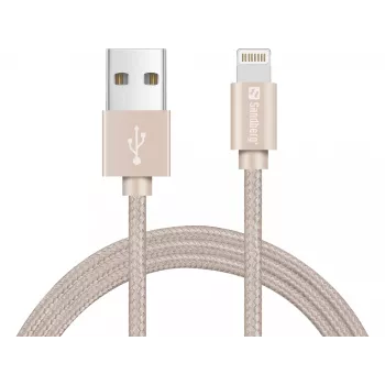 Sandberg Excellence Lightning Oro 1m, 1 m, Lightning, USB A, Oro, Recto, Recto