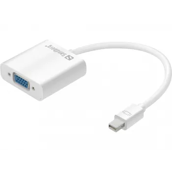 Sandberg Adaptador Mini DisplayPort>VGA, Mini DisplayPort, VGA (D-Sub), Conector macho, Conector hembra, 1920 x 1080 píxeles, 1920 x 1080 (HD 1080)