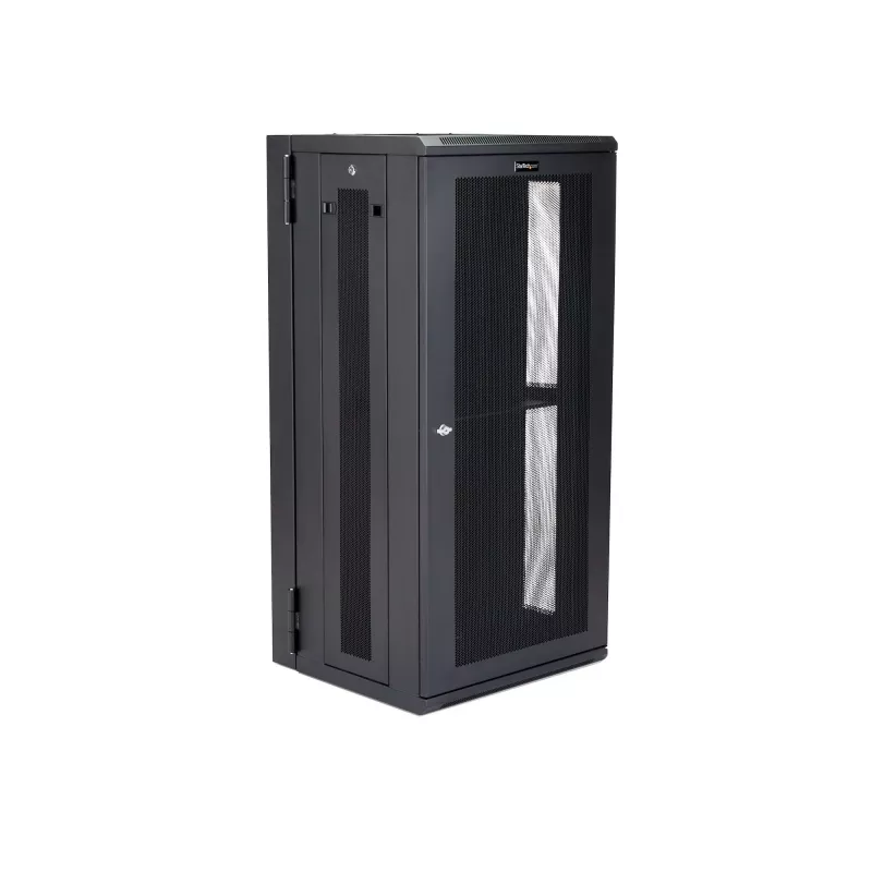 StarTech.com armario de red de montaje en pared de 4 postes 26U con compartimento de 1U, armario de servidor de montaje en pared abatible de 19 pulgadas para equipos de datos/AV/electrónica/informática, carcasa de rack ventilada flexible