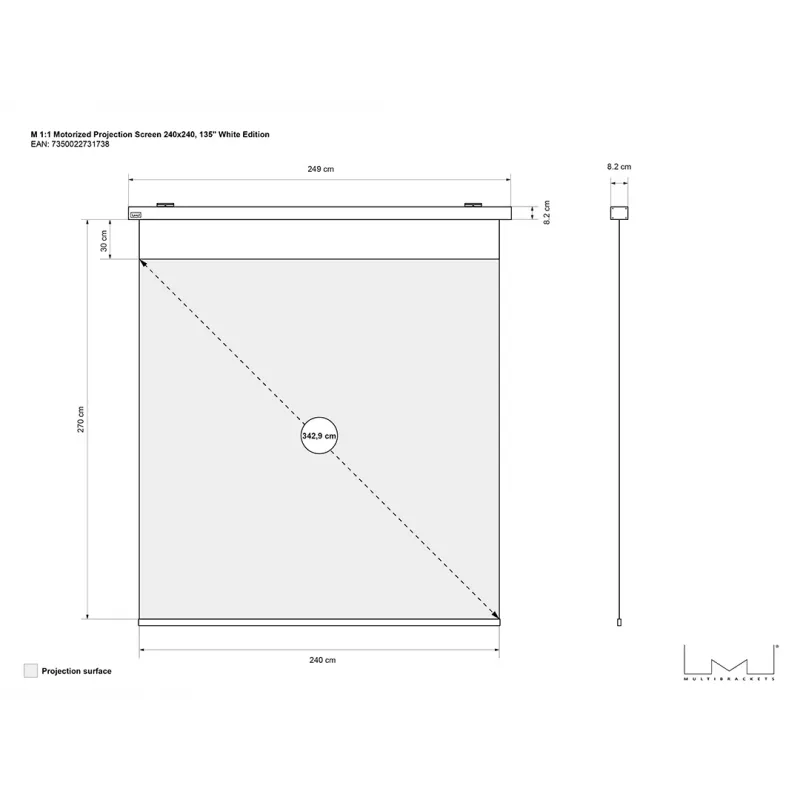 Multibrackets M 1:1 pantalla de proyección motorizada 240x240, 135