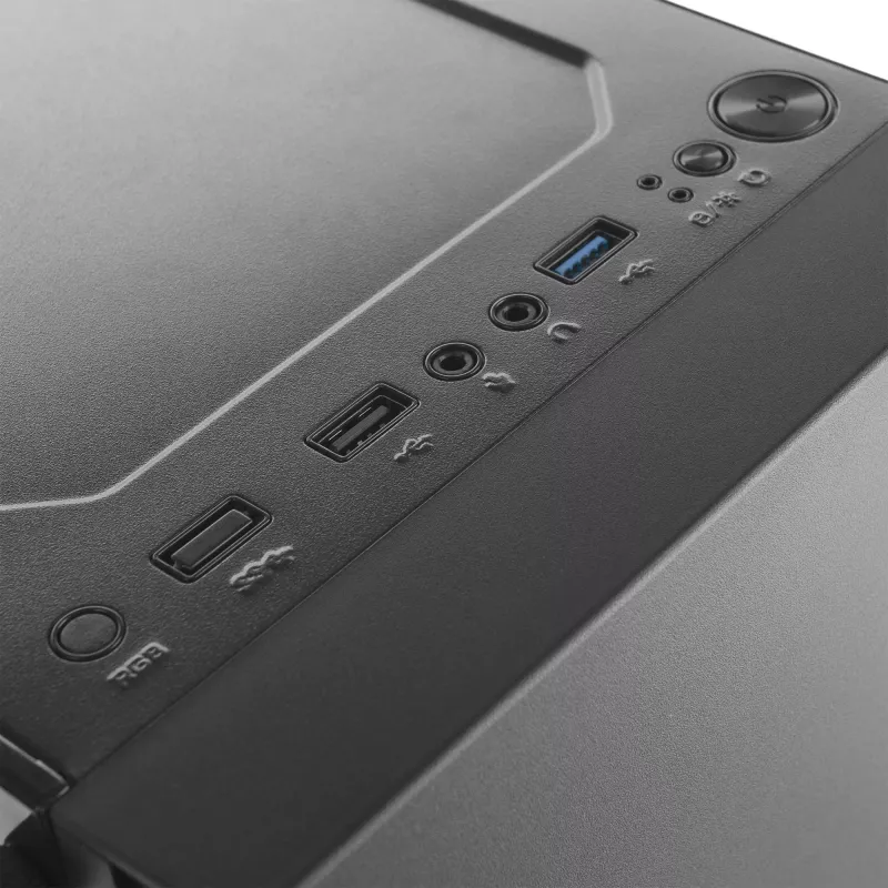 Mars Gaming MCN2 caja para PC gaming ATX con frontal de ventana lateral completa, rejilla, diseño de doble cámara, ventilador trasero de 12cm, negra