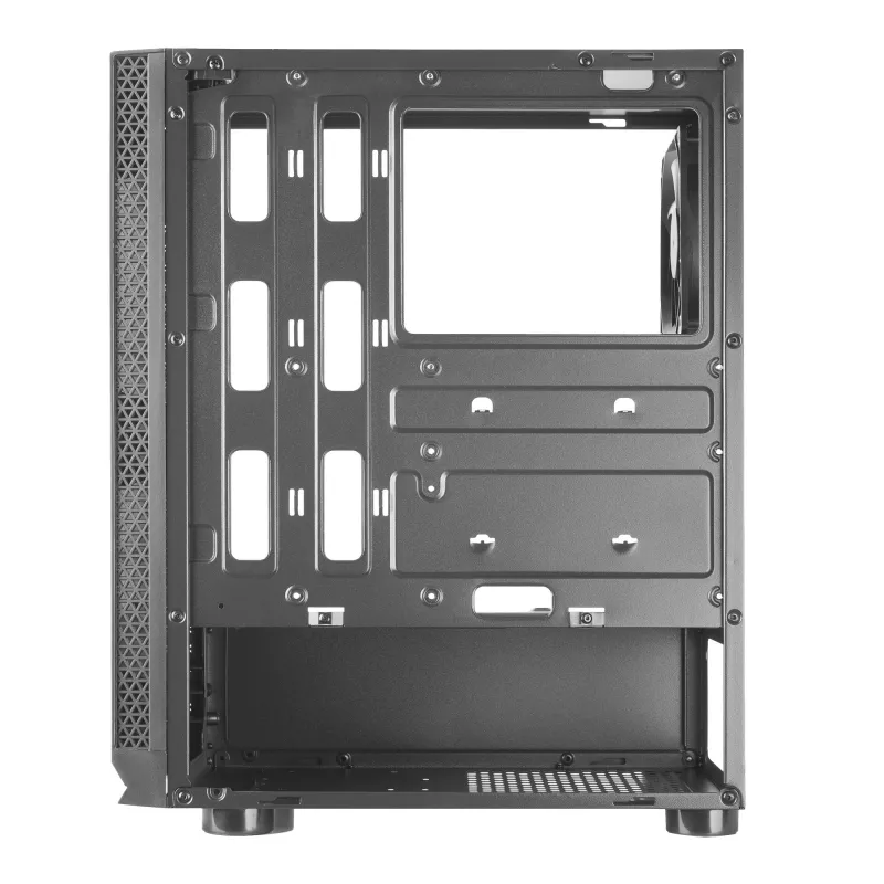Mars Gaming MCN2 caja para PC gaming ATX con frontal de ventana lateral completa, rejilla, diseño de doble cámara, ventilador trasero de 12cm, negra