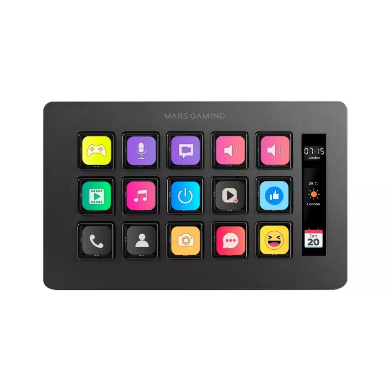 Mars Gaming Control Deck slim MSD-ONE, negro, 15 teclas, táctil, 132 mm, 81 mm, 61 mm
