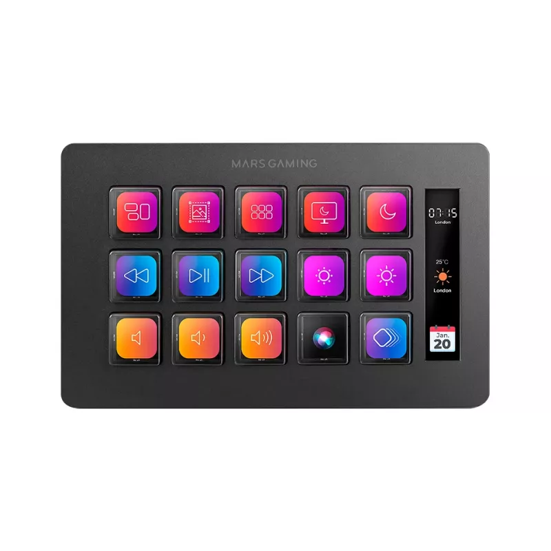 Mars Gaming Control Deck slim MSD-ONE, negro, 15 teclas, táctil, 132 mm, 81 mm, 61 mm