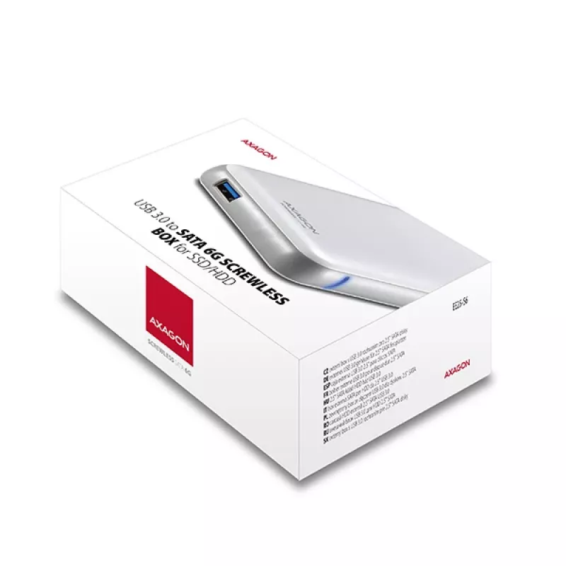AXAGON EE25-S6 - carcasa para HDD / SSD - 2,5 inch - SATA - Serial ATA II - Serial ATA III - 5 Gbit/s - conectividad USB - blanca
