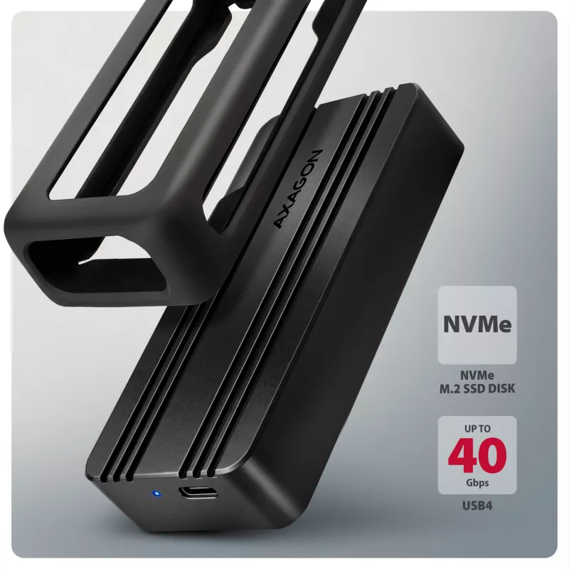 Axagon EEM2-40G carcasa para SSD M.2 NVMe USB-C 40Gbps, aluminio ARMORED