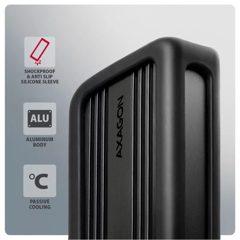Axagon EEM2-40G carcasa para SSD M.2 NVMe USB-C 40Gbps, aluminio ARMORED
