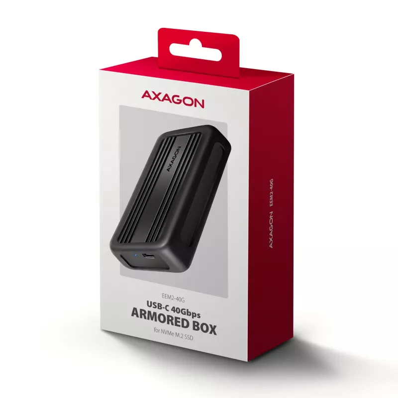 Axagon EEM2-40G carcasa para SSD M.2 NVMe USB-C 40Gbps, aluminio ARMORED