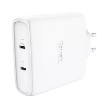 Cargador TRUST Maxo 100W 2 puertos USB-C GaN — 100 W, 2x USB-C, 20 V máx, AC, interior, cable de 2 m, blanco
