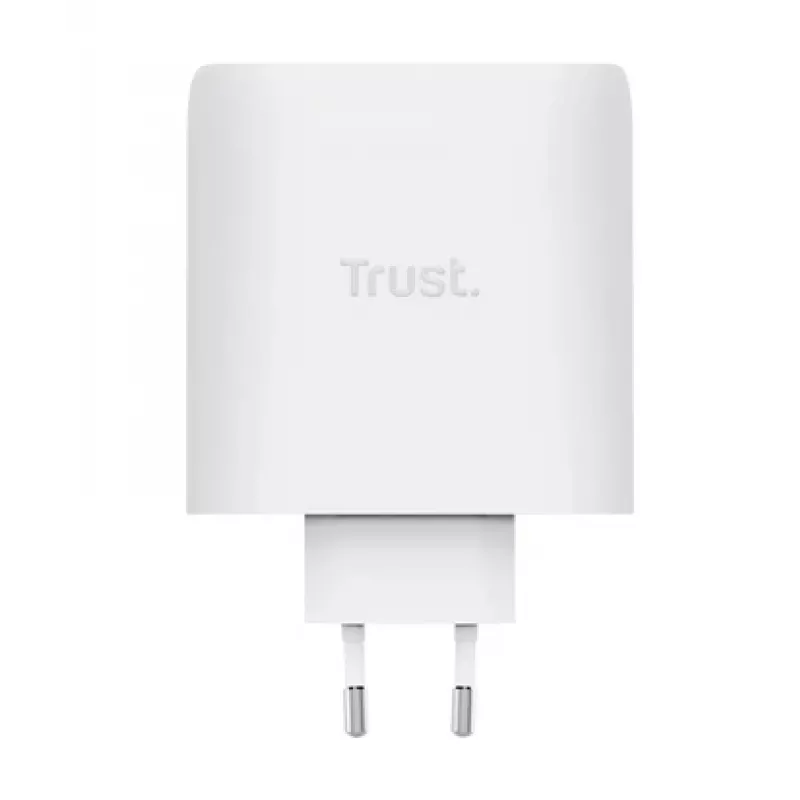 Cargador TRUST Maxo 100W 2 puertos USB-C GaN — 100 W, 2x USB-C, 20 V máx, AC, interior, cable de 2 m, blanco