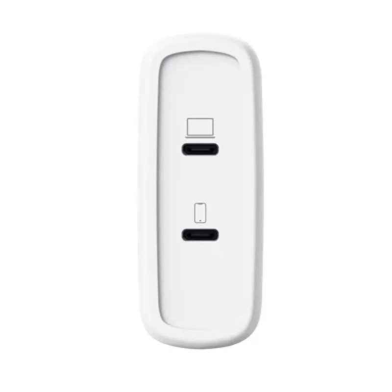 Cargador TRUST Maxo 100W 2 puertos USB-C GaN — 100 W, 2x USB-C, 20 V máx, AC, interior, cable de 2 m, blanco