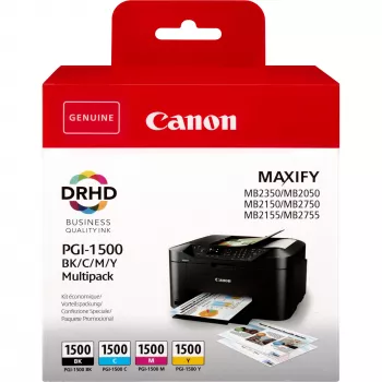 Canon PGI-1500 BK/C/M/Y cartuchos de tinta multipack, negro, cian, magenta, amarillo, tinta a base de pigmento, tinta a base de pigmento, 12,4 ml, multipack