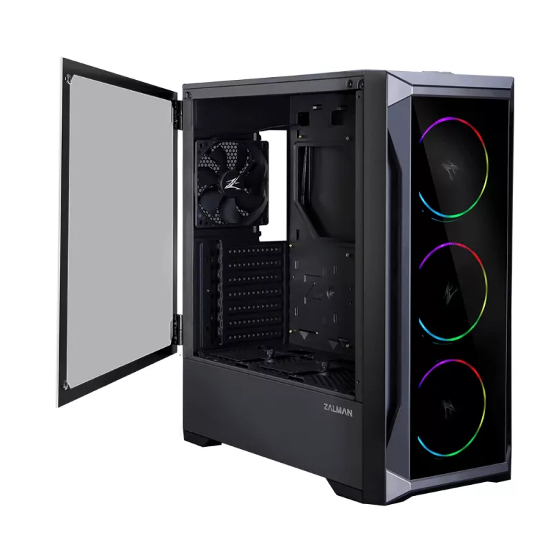 Zalman Z8 TG ATX Semitorre Caja para PC, ventiladores ARGB x3, T/G Semitorre Negro