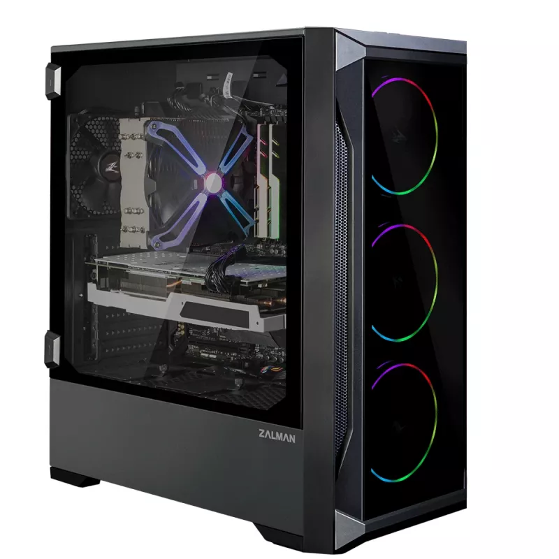Zalman Z8 TG ATX Semitorre Caja para PC, ventiladores ARGB x3, T/G Semitorre Negro