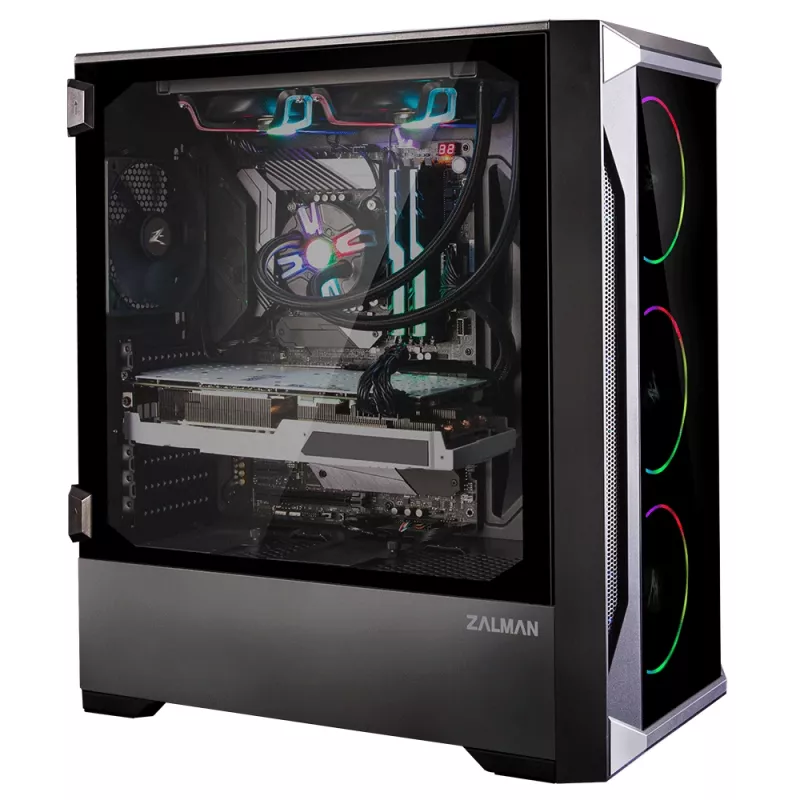 Zalman Z8 TG ATX Semitorre Caja para PC, ventiladores ARGB x3, T/G Semitorre Negro