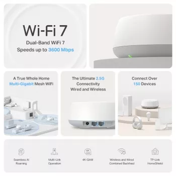 TP-Link BE3600 Sistema Mesh Wi-Fi 7 para todo el hogar, 2.5G Multi Gigabit