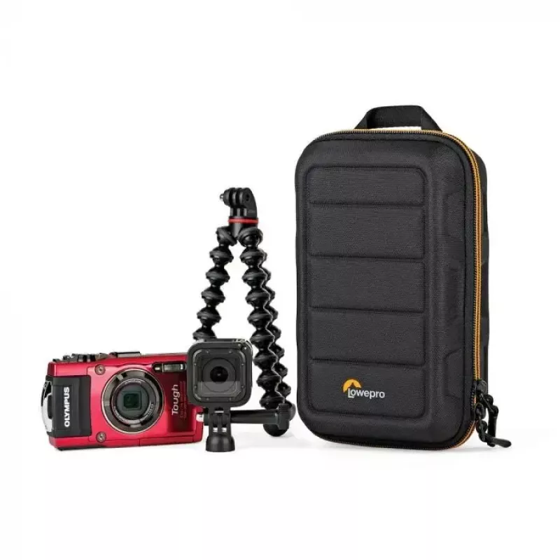 Funda para cámara Lowepro HARDSIDE CS 60 — funda rígida, compacta, 140×85×227 mm, negra/naranja