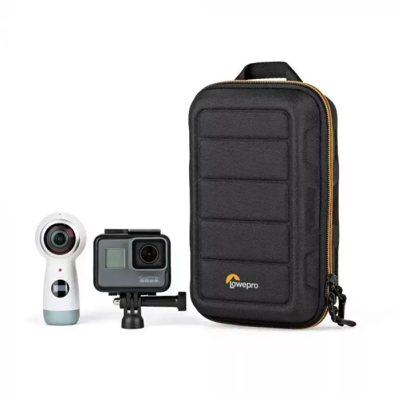 Funda para cámara Lowepro HARDSIDE CS 60 — funda rígida, compacta, 140×85×227 mm, negra/naranja