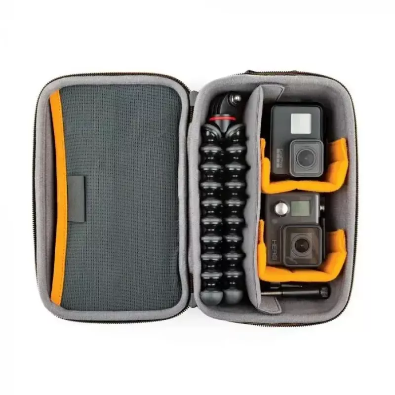 Funda para cámara Lowepro HARDSIDE CS 60 — funda rígida, compacta, 140×85×227 mm, negra/naranja