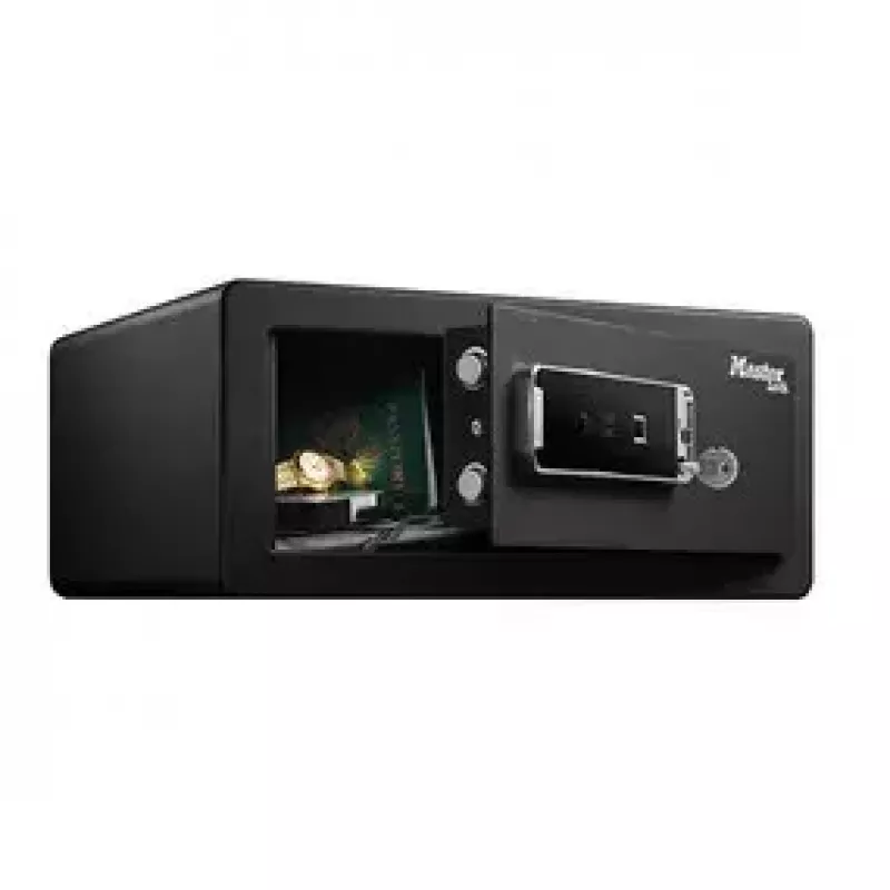 Caja fuerte de pie MASTER LOCK LX110BEURHRO negra 2 llaves lector de huellas