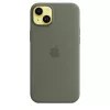 Funda Apple iPhone 14 Plus de silicona con MagSafe oliva