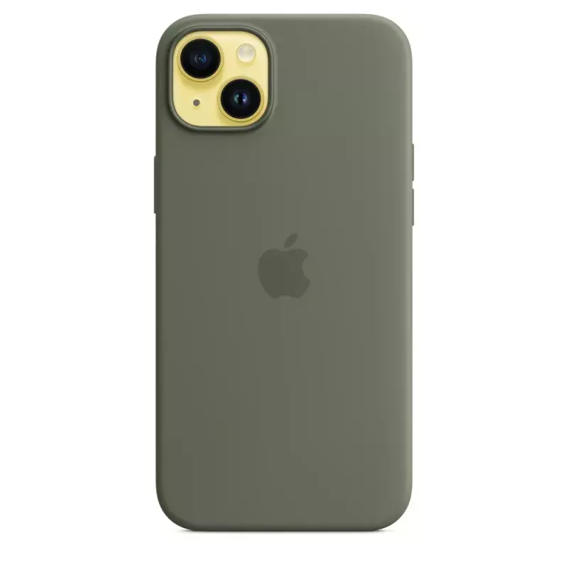 Funda Apple iPhone 14 Plus de silicona con MagSafe oliva