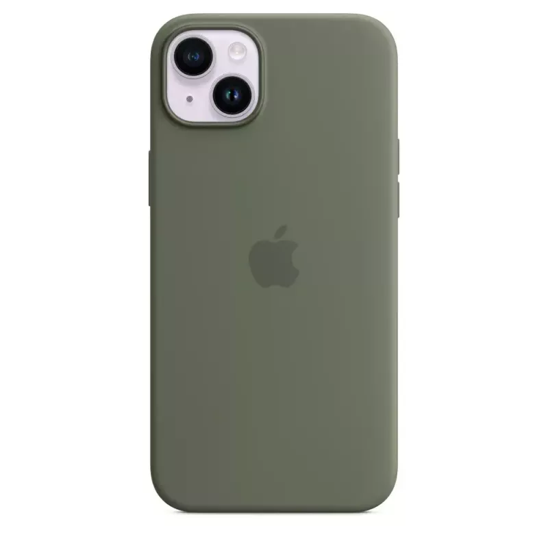 Funda Apple iPhone 14 Plus de silicona con MagSafe oliva