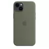 Funda Apple iPhone 14 Plus de silicona con MagSafe oliva