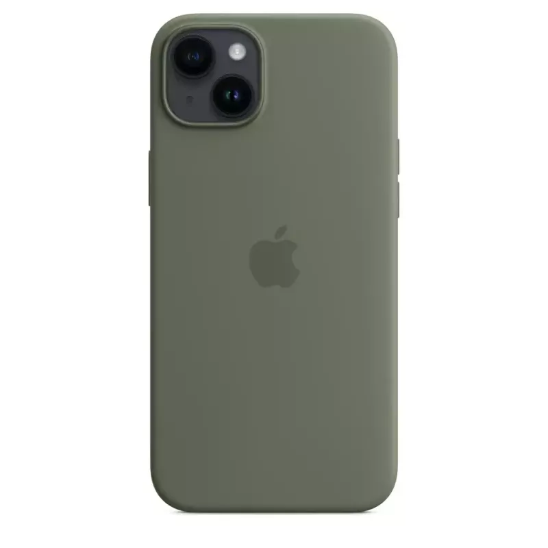 Funda Apple iPhone 14 Plus de silicona con MagSafe oliva