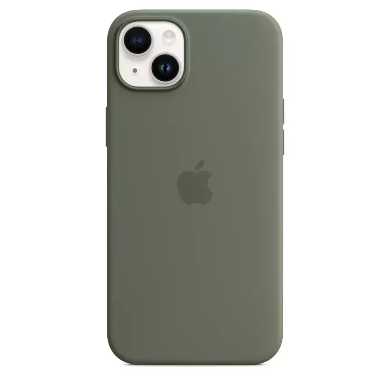 Funda Apple iPhone 14 Plus de silicona con MagSafe oliva