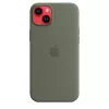 Funda Apple iPhone 14 Plus de silicona con MagSafe oliva