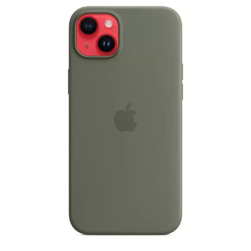 Funda Apple iPhone 14 Plus de silicona con MagSafe oliva
