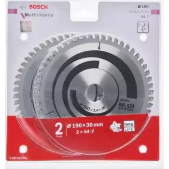 Hoja de sierra circular Bosch Multi Material 190 x 30 x 2,4/1,8 mm 54T, pack de 2