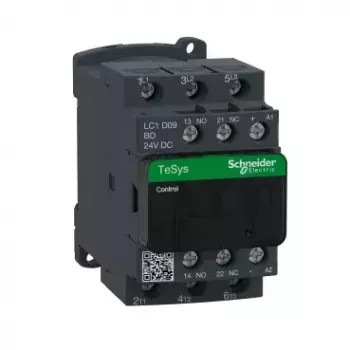 Contactor Schneider Electric LC1D09BD — alimentación de corriente alterna, IP20, 3 polos, 9A, verde/gris