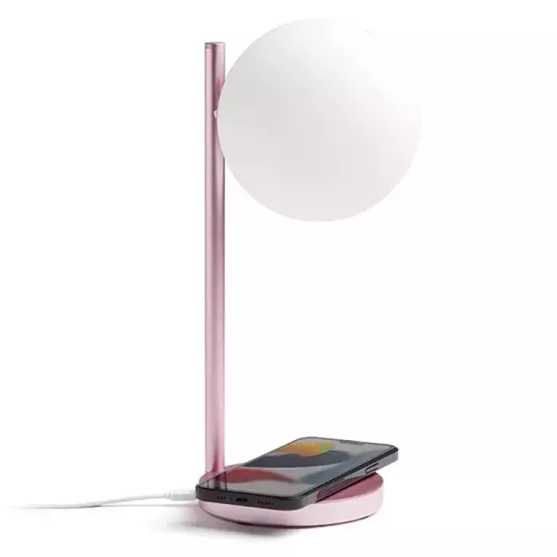 Lámpara LED de mesa Lexon Bubble Lamp LH70LP rosa claro 15W con cargador inalámbrico