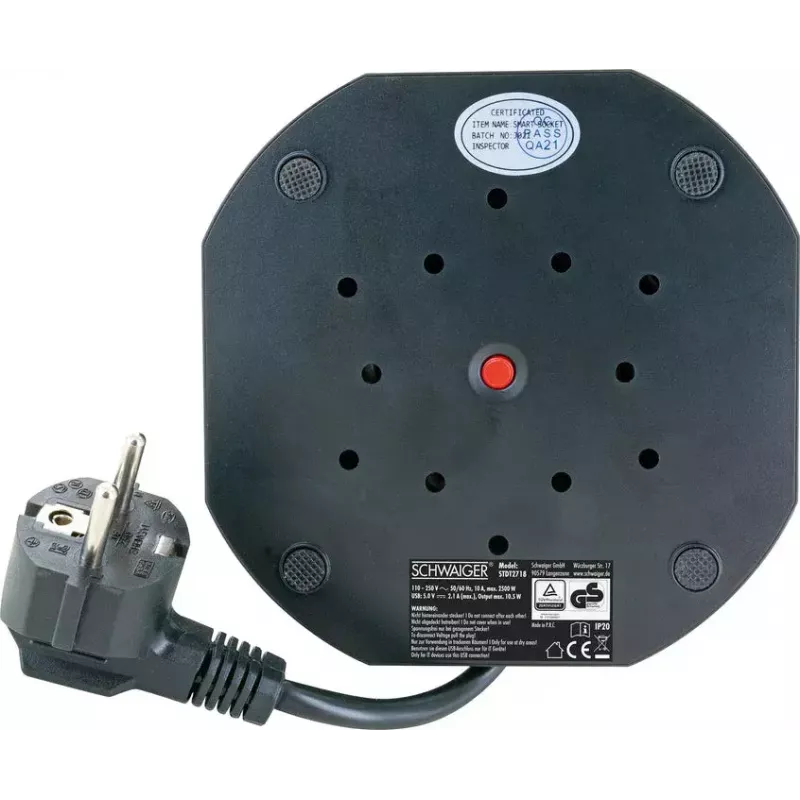 Regleta de alimentación Schwaiger STDT2718 1,8 m 7 tomas de corriente para interior negro blanco