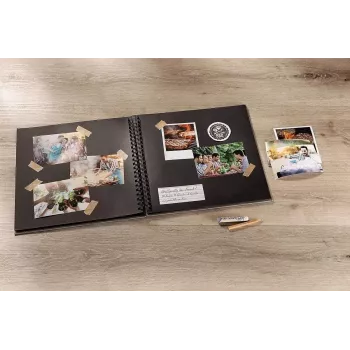 Álbum de fotos Walther Fun SA110W 30x30 cm, 50 páginas negras, encuadernación espiral